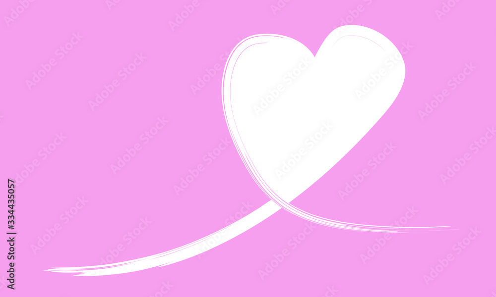 heart drawn postcard pink background. Heart love card with copy space. Minimalistic romantic drawing poster.