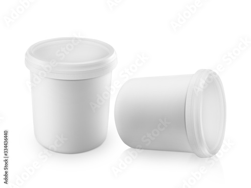 White plastic bucket isolated on a white background