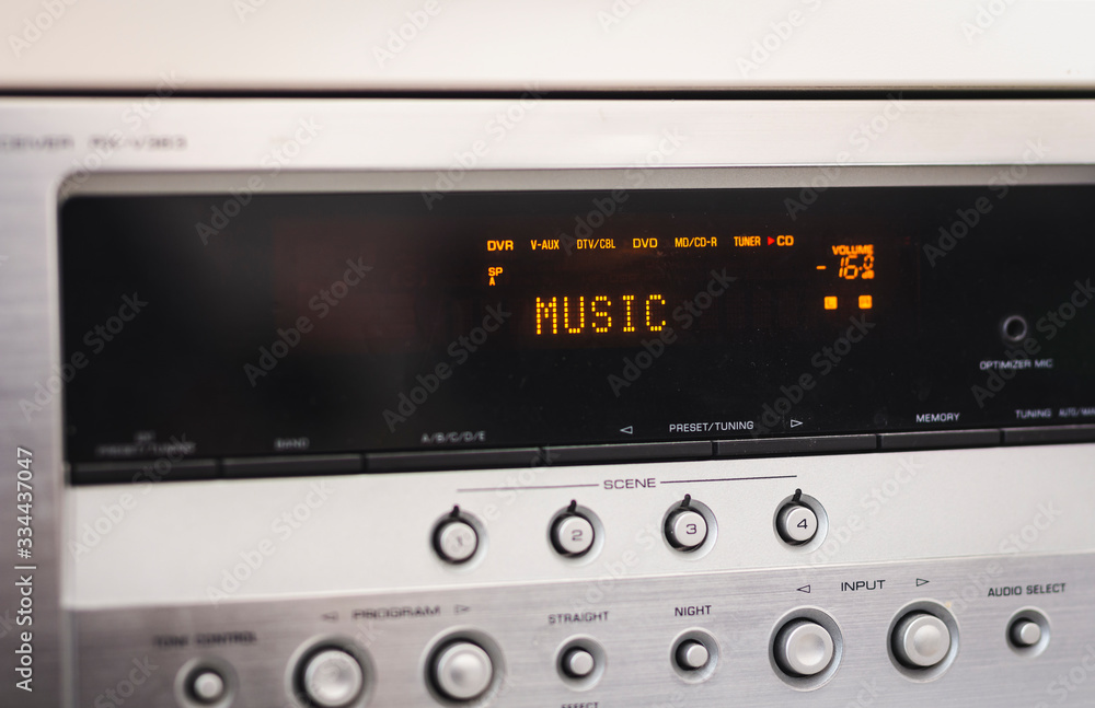 music buttons on control panel with display of an amplifier music buttons on control panel with display of an amplifier