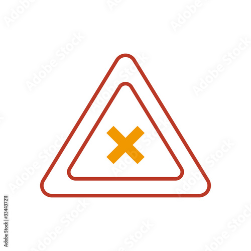 not cross sign icon, half line half color style