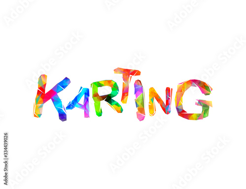 Karting. Word of triangular colorful letters