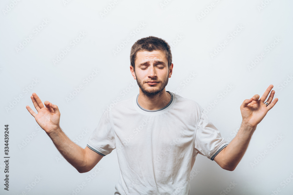 Portrait man, eyes closed, in meditation Portrait man, eyes closed, in meditation