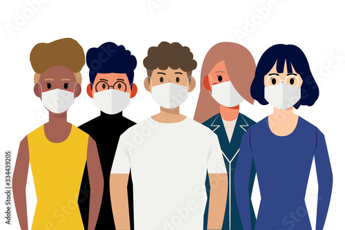 cartoon character wearing medical mask vector