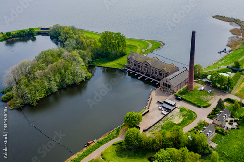 Aerial drone photo of Wouda Steam Driven pumping station in Lemmer, Netherlands