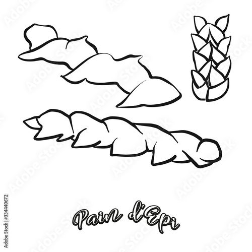 Pain de Epi food sketch separated on white