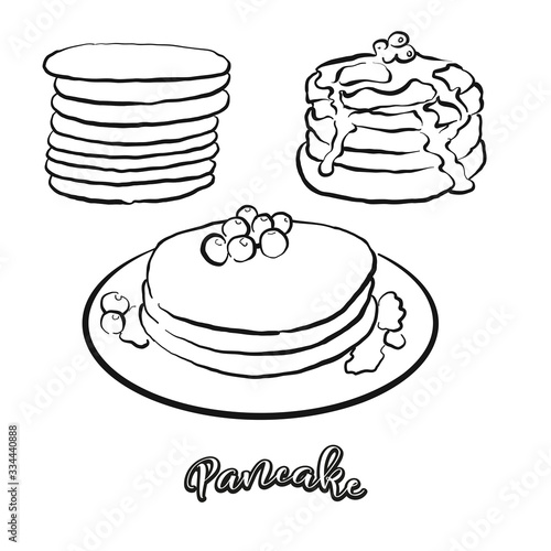 Pancake food sketch separated on white