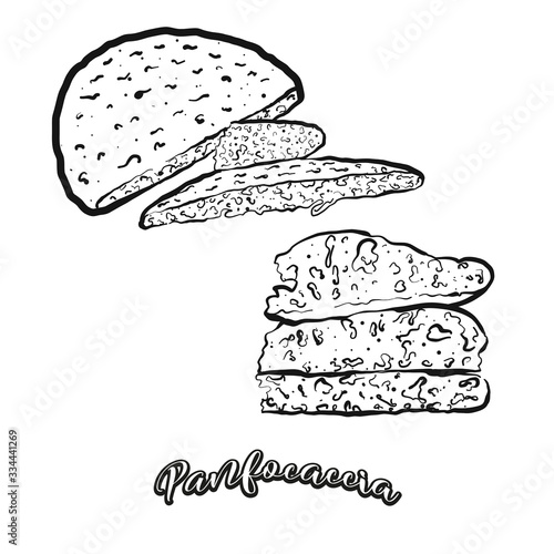 Panfocaccia food sketch separated on white
