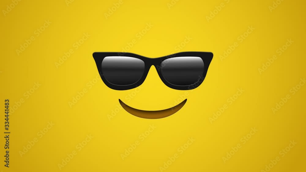 Animated colorful looping smilling face with sun glasses emoji background for apps or ad commercial. Bringing life to your screen. Fun character motion graphic design. Animated colorful looping smilling face with sun glasses emoji background for apps or ad commercial. Bringing life to your screen. Fun character motion graphic design.