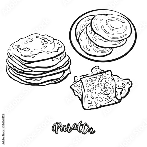 Parotta food sketch separated on white