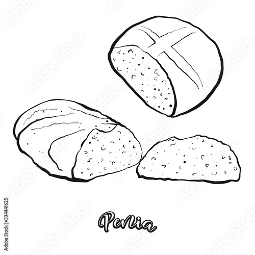 Penia food sketch separated on white