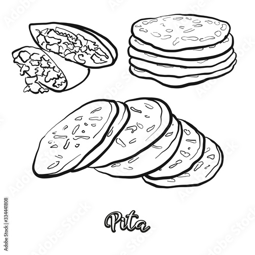 Pita food sketch separated on white