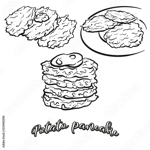 Potato pancake food sketch separated on white