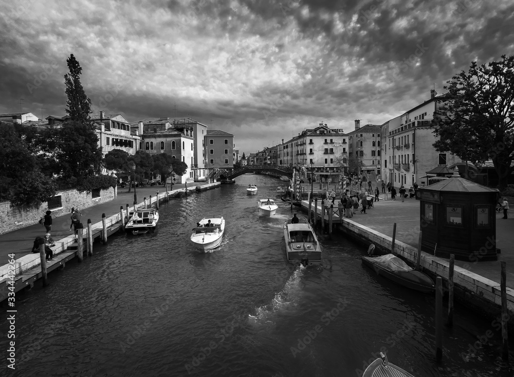 Fototapeta premium Morning in the old town. Murano Island. Venice. Italy. Black and white