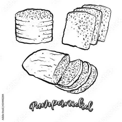 Pumpernickel food sketch separated on white