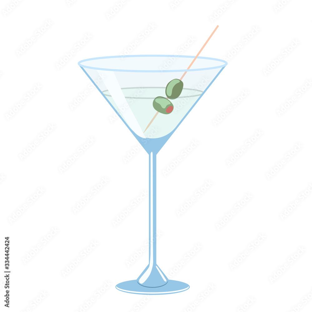 Martini with olives isolate on a white background. Vector graphics.