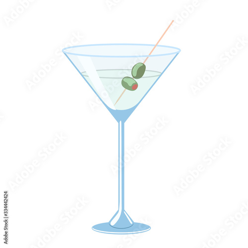 Martini with olives isolate on a white background. Vector graphics.