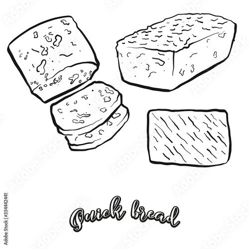 Quick bread food sketch separated on white