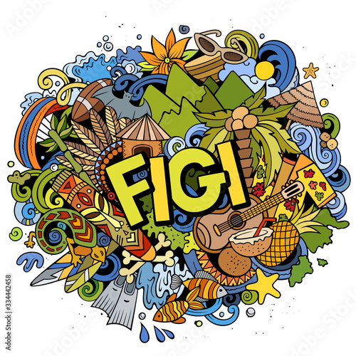 Figi hand drawn cartoon doodles illustration. Funny travel design.