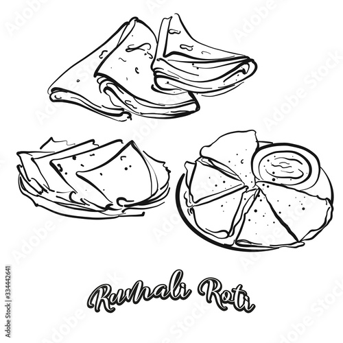 Rumali Roti food sketch separated on white