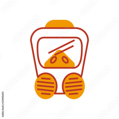 safety respirator mask icon, half line half color style