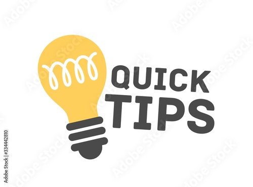 Cartoon quick tip badge isolated on white background