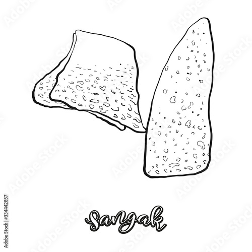 Sangak food sketch separated on white photo