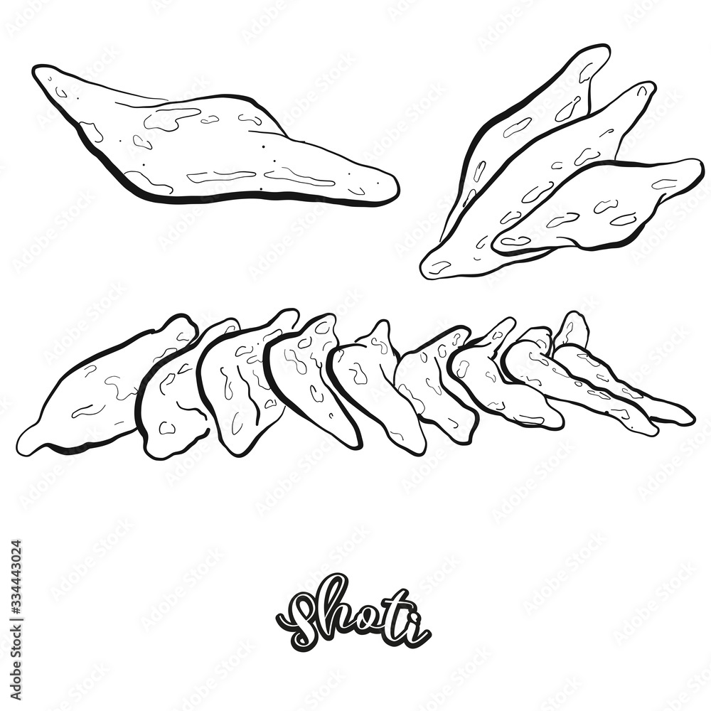 Shoti food sketch separated on white Shoti food sketch separated on white