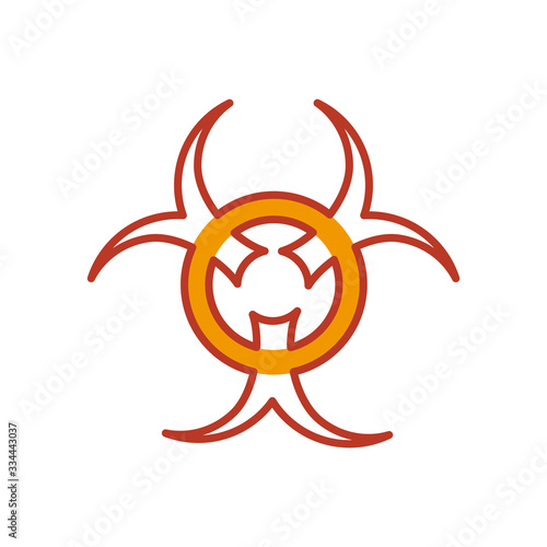 biohazar symbol icon, half line half color style