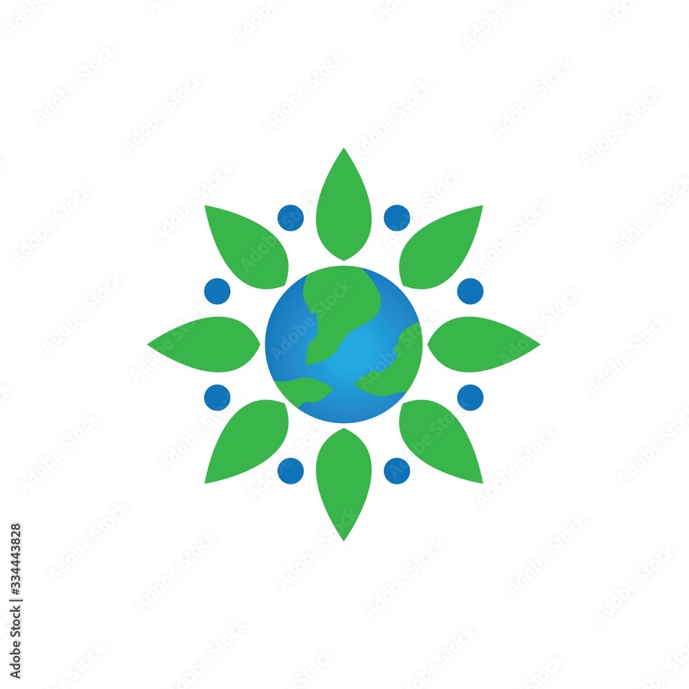 Green Ecological Logo Globe Leaf Icon Green Ecological Logo Globe Leaf Icon