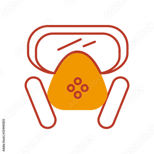 respirator mask icon, half line half color style