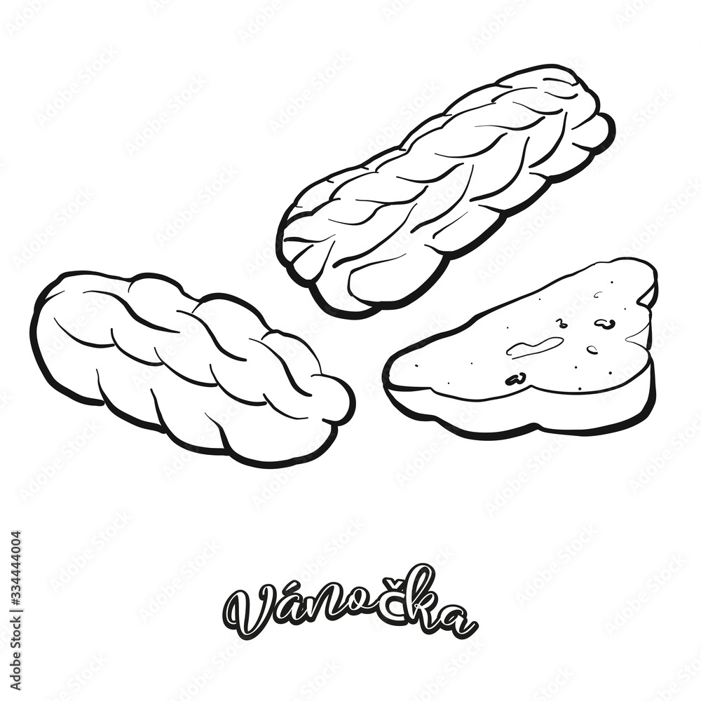 Vánočka food sketch separated on white Vánočka food sketch separated on white