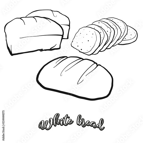 White bread food sketch separated on white