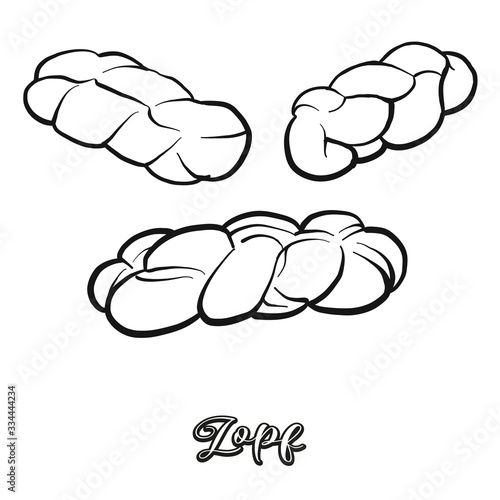 Zopf food sketch separated on white