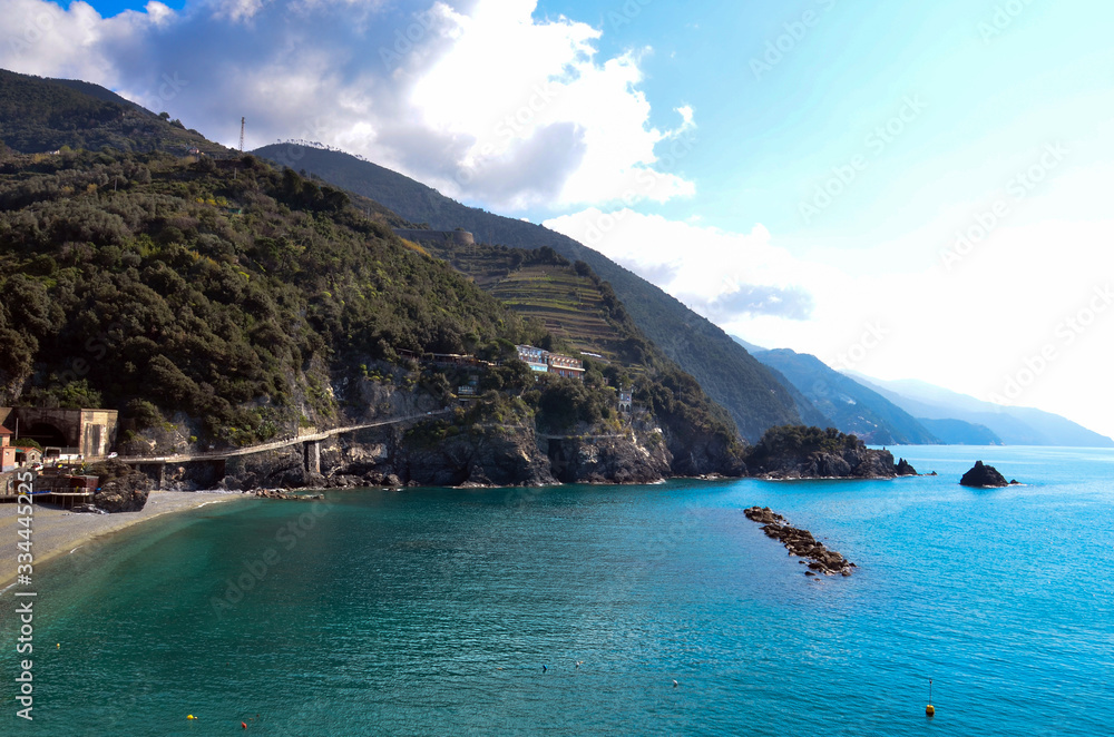 Blue ocean in village - Cinque Terre, Italy 