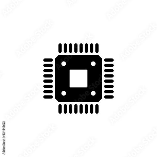 electronic chip vector icon isolated on white background. computer chip icon. cpu microprocessor chip icon.