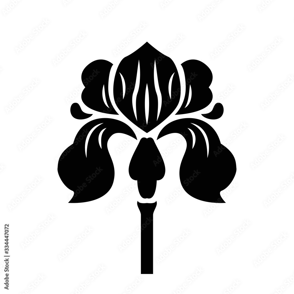 Vector silhouette art deco style isolated logo black iris flower Stock ...