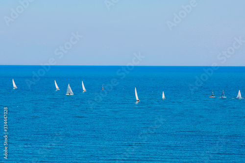 the white Sailboats at sea nautical yacht