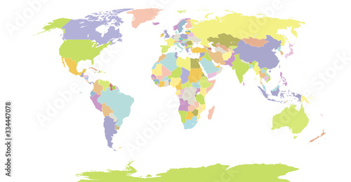 Political detail world map with separated country. Vector