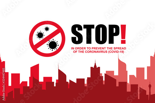 STOP CORONAVIRUS, Covid-19 Pandemic world lockdown for quarantine Illustration Vector