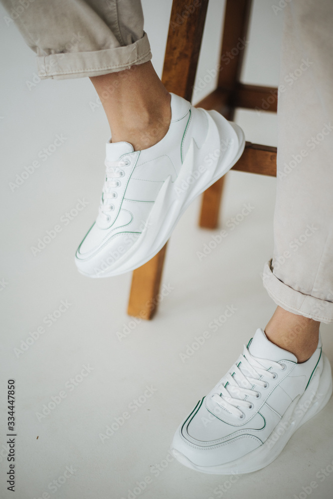 woman with white shoes