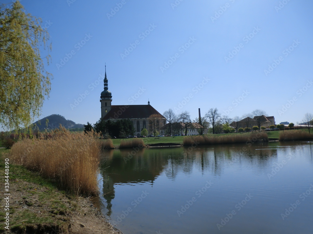 Little church behind a lake