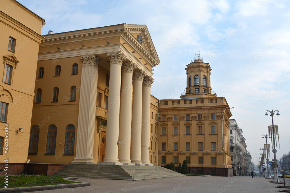 Minsk, Belarus - 29/03/2020: KGB building on Independence Avenue