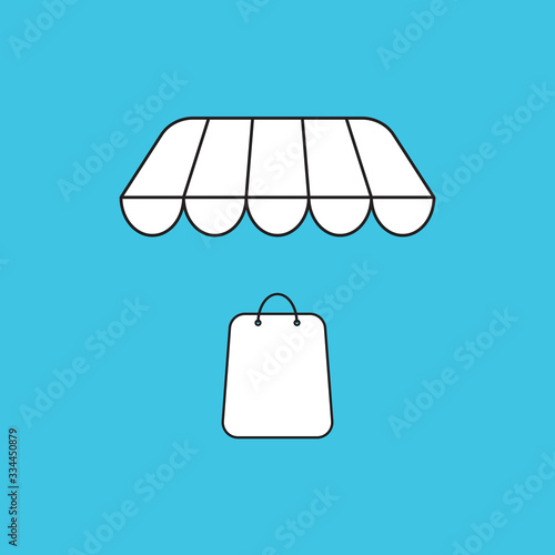 Vector illustration concept of shopping bag under awning.