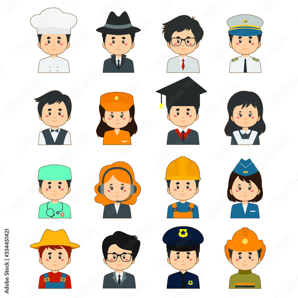 Colorfull Avatar With Variety Profession Set Colorfull Avatar With Variety Profession Set