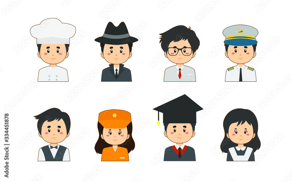 Colorfull Avatar With Variety Profession Set Colorfull Avatar With Variety Profession Set