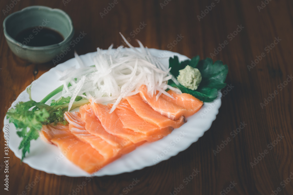 Japanese food sashimi salmon in japan restaurant Japanese food sashimi salmon in japan restaurant