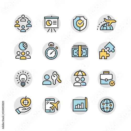 Global business vector icons set
