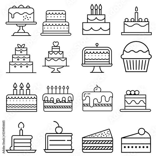 cake icon vector set. dessert illustration sign collection. delicious symbol. confectionery logo.