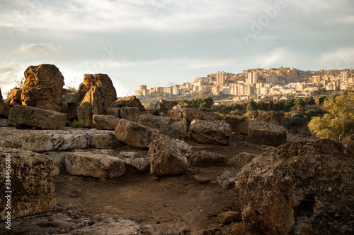 ruins of greek ancient temple in sicily