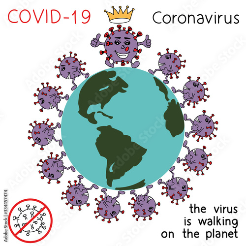 Illustrations concept coronavirus COVID-19. Coronavirus is walking on the planet. virus wuhan from china. Vector illustrate
